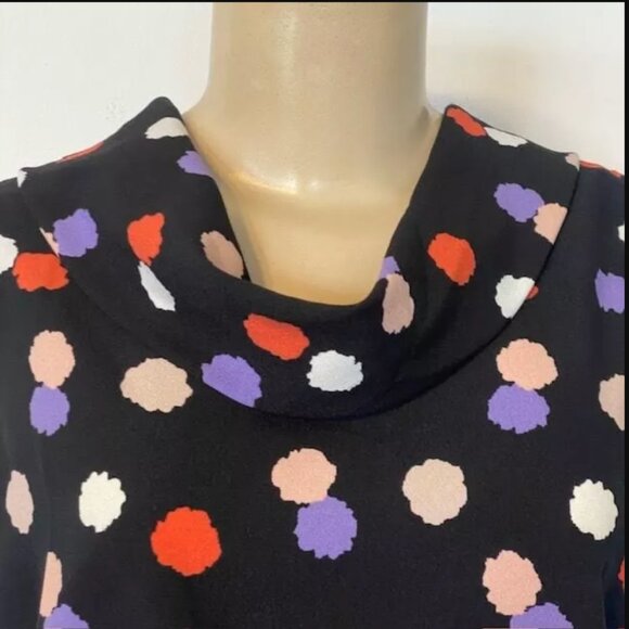 Ann Taylor Multicolor Polka Dot Sleeveless Top Women Size Medium Cowl Neck Work - Picture 2 of 6